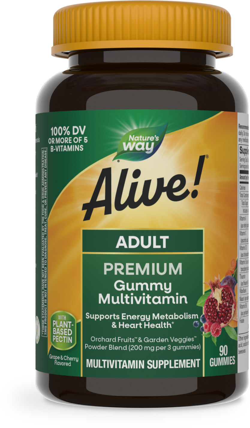 <{%PRIMARY_15817%}>Nature's Way® | Alive! Adult Premium Gummy Multivitamin, 90 gummies, Cherry & Grape