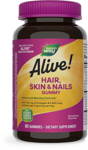 Nature's Way® | Alive! Hair, Skin & Nails Gummies, 60 gummies, Strawberry Sku:11534