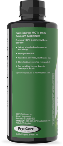 Nature's Way® | Organic MCT Oil - left side of pack Sku:10895