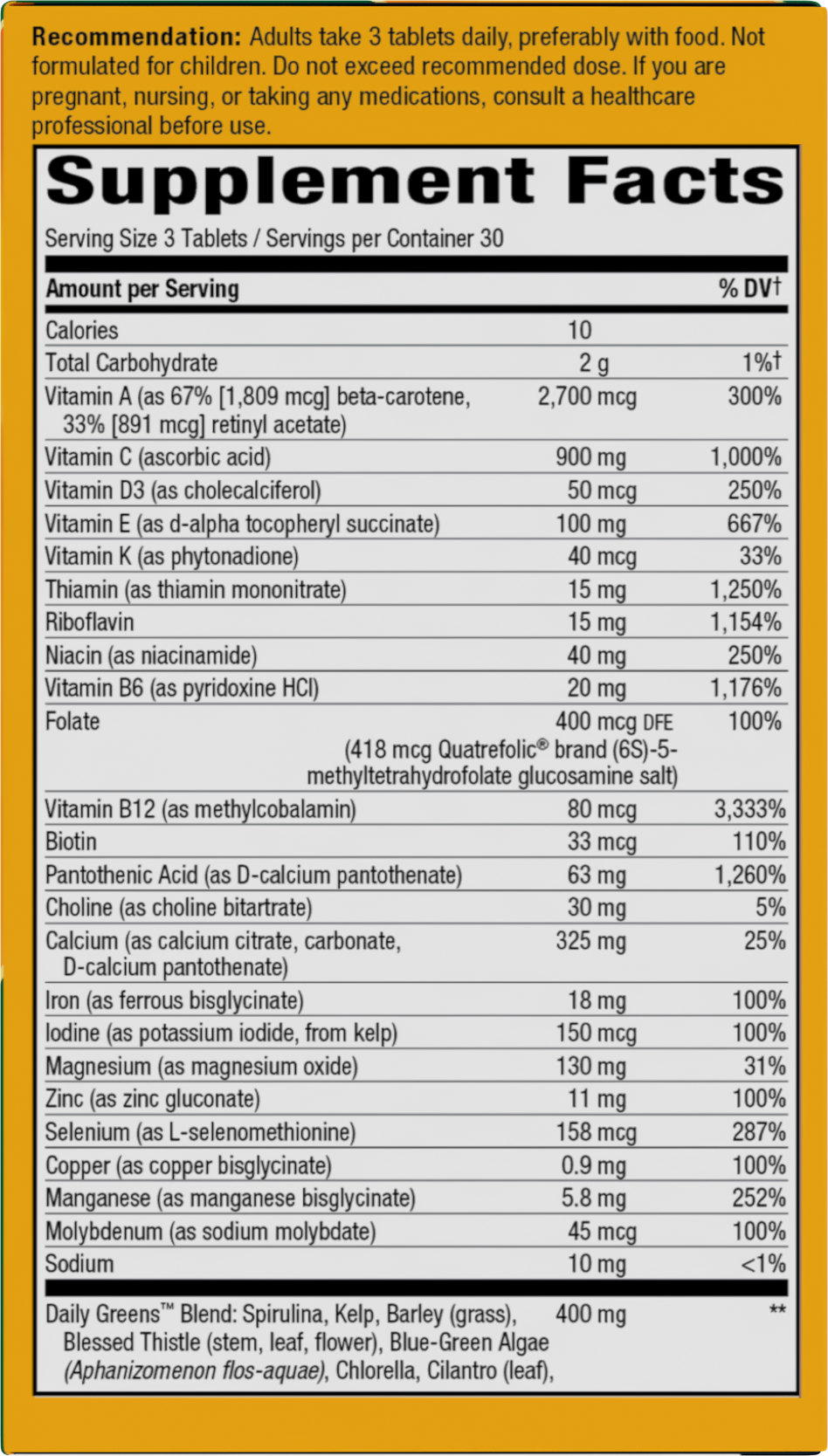 <{%MAIN2_14927%}>Nature's Way® | Alive! Max3 Potency Adult Complete Multivitamin - right side of pack