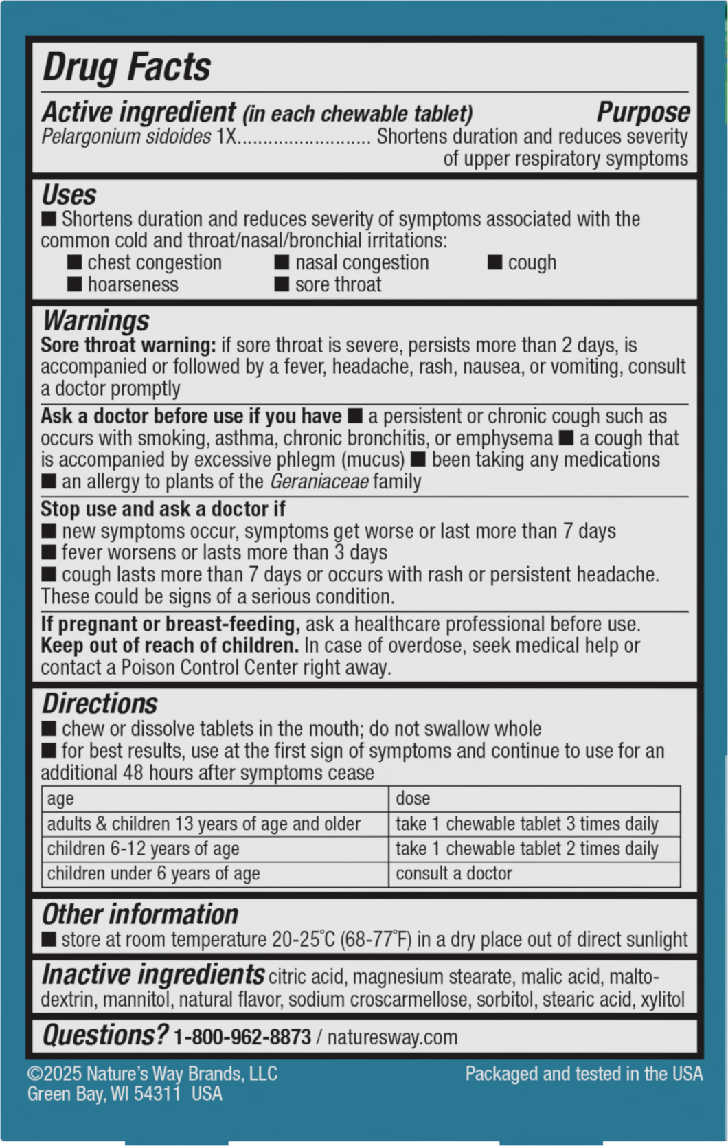 <{%MAIN2_12351%}>Nature's Way® | Umcka Kids Cold Relief Chewables - back of pack