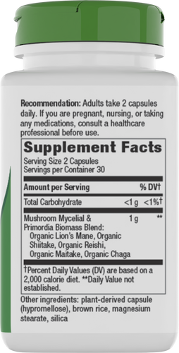 Nature's Way® | 5-Mushroom Blend - right side of pack Sku:15780