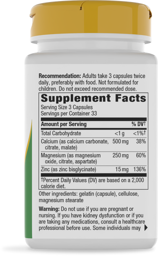 Nature's Way® | Calcium-Magnesium-Zinc - right side of pack Sku:41410