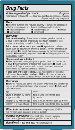 Nature's Way® | Umcka Cold Relief Drops - back of pack Sku:15791