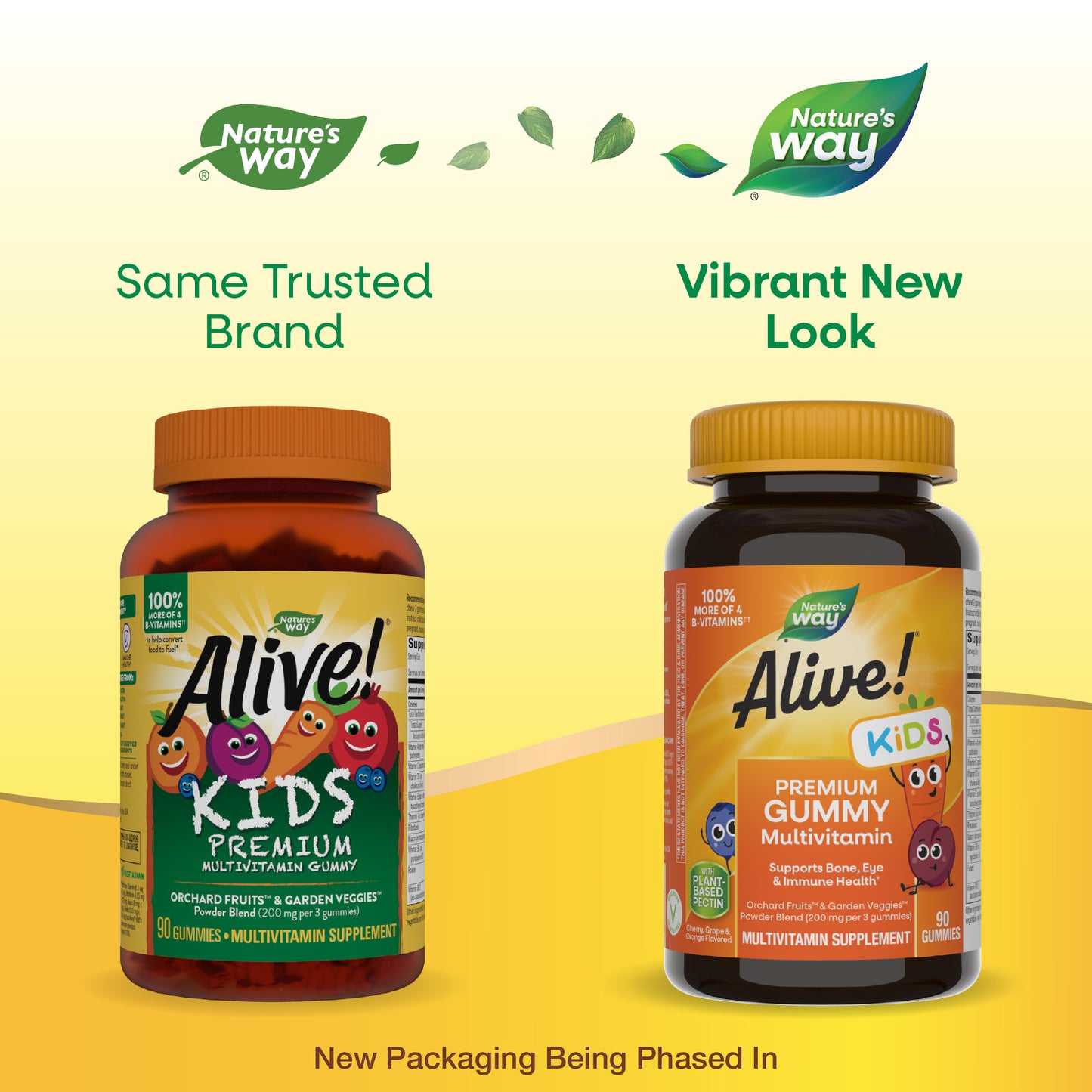 <{%MAIN1_15789%}>Nature's Way® | Alive! Premium Kids Gummy Multivitamin - package updates old to new