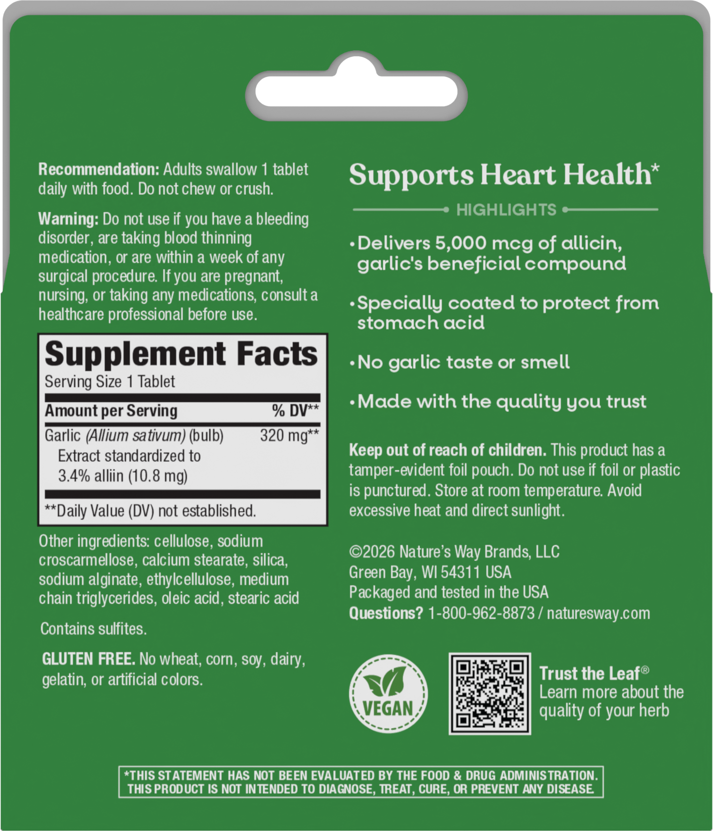 <{%MAIN7_08501%}>Nature's Way® | Garlinase 5000 - back of pack