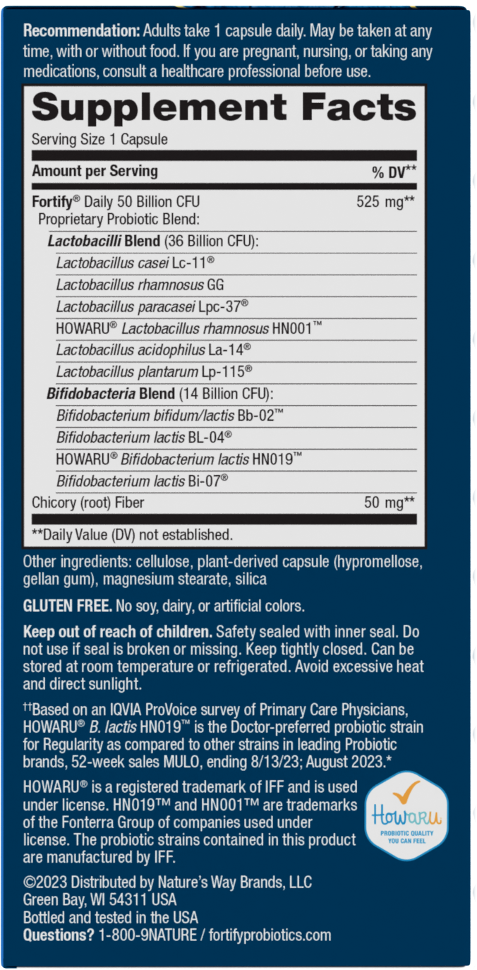 <{%MAIN2_10673%}>Nature's Way® | Fortify Adult Extra-Strength Probiotic - right side of pack