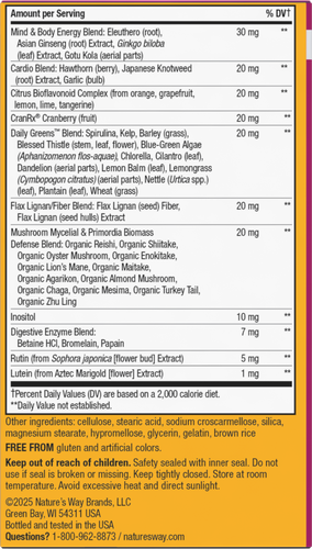 Nature's Way® | Alive! Women's 50+ Ultra Multivitamin - back of pack Sku:15692