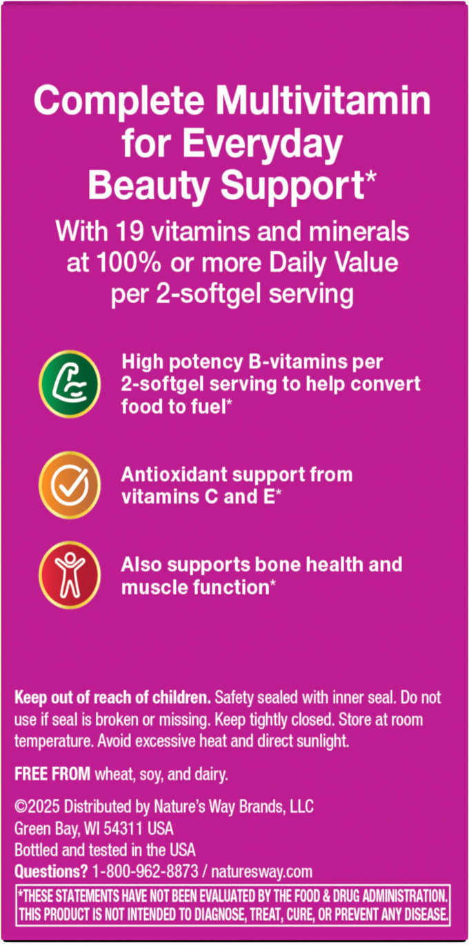 <{%MAIN3_11094%}>Nature's Way® | Alive! Hair, Skin & Nails Multivitamin - back of pack