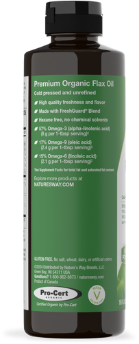 Nature's Way® | Organic Flax Oil - left side of pack Sku:15426