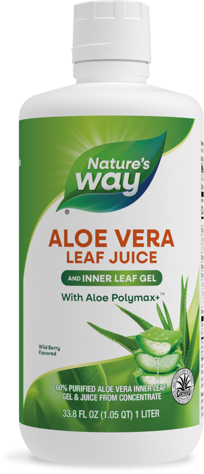 <{%PRIMARY_14282%}>Nature's Way® | Aloe Vera Inner Leaf Gel & Juice, 33.8 fl oz (1 l), Wild Berry