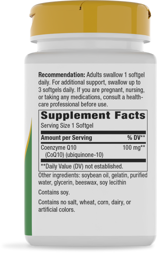 Nature's Way® | CoQ10 - right side of pack Sku:06202