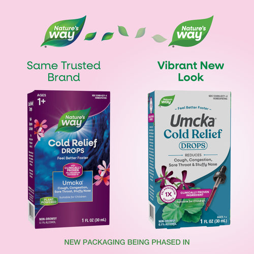 Nature's Way® | Umcka Cold Relief Drops - package updates old to new Sku:15271