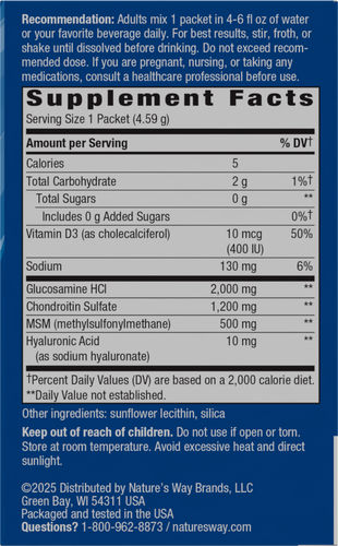 Nature's Way® | Joint Movement Glucosamine Drink Mix - right side of pack Sku:15121