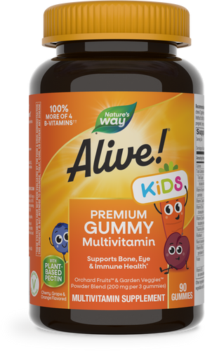 Nature's Way® | Alive! Premium Kids Gummy Multivitamin, 90 gummies, Cherry, Orange & Grape Sku:15789