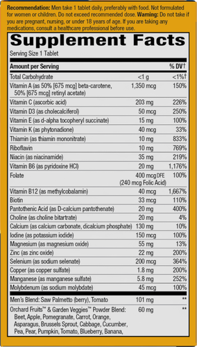 Nature's Way® | Alive! Men's Ultra Multivitamin - right side of pack Sku:15685