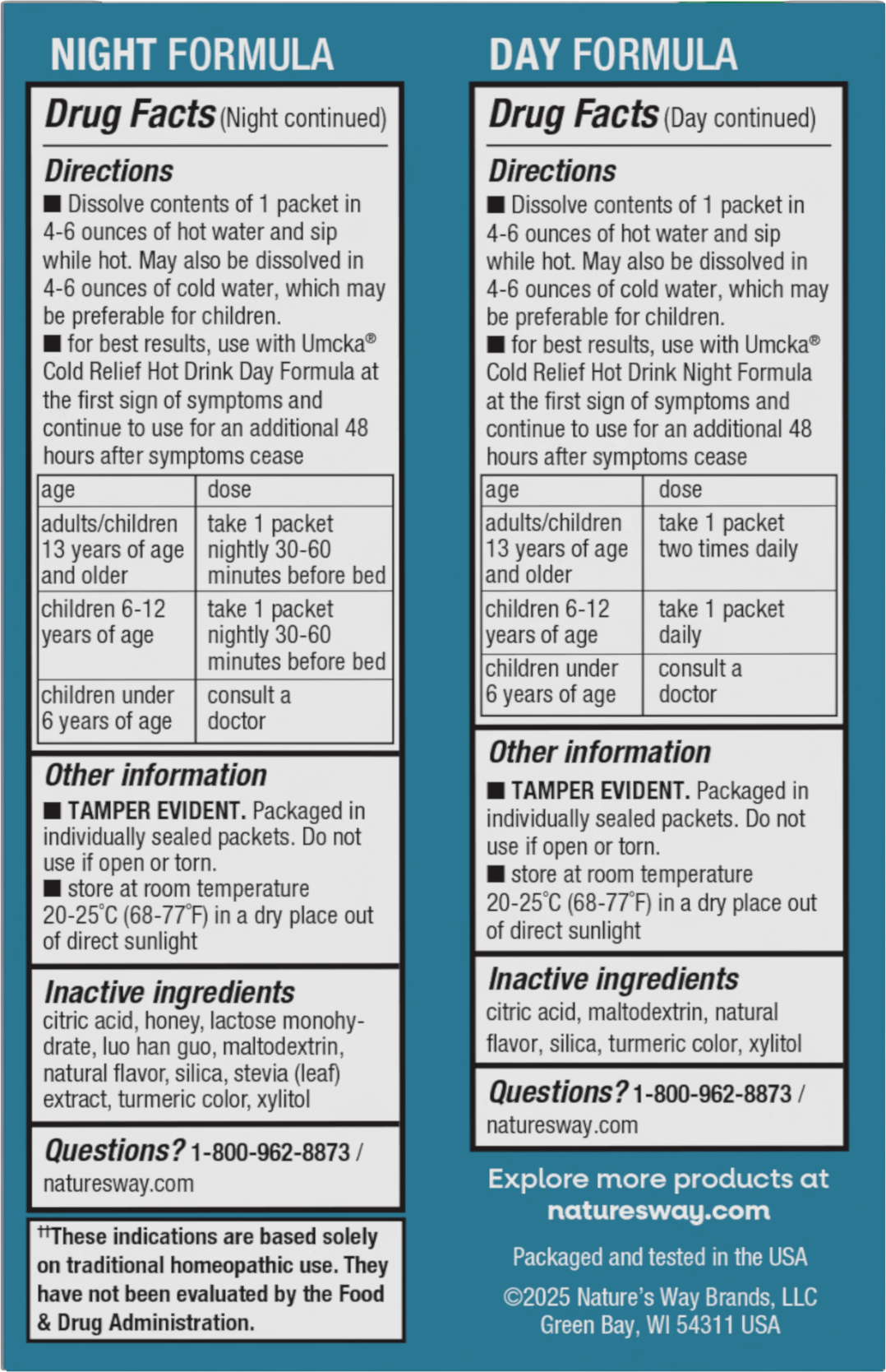 <{%MAIN9_10601%}>Nature's Way® | Umcka Cold Relief Hot Drink - back of pack