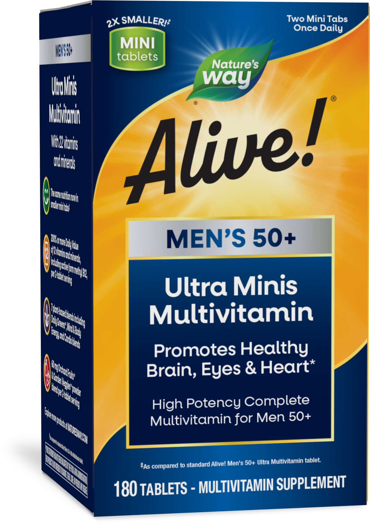 <{%PRIMARY_15973%}>Nature's Way® | Alive! Men's 50+ Ultra Minis Multivitamin, 180 tablets
