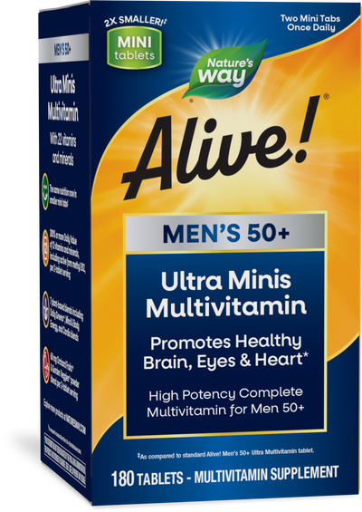 <{%PRIMARY_15973%}>Nature's Way® | Alive! Men's 50+ Ultra Minis Multivitamin, 180 tablets
