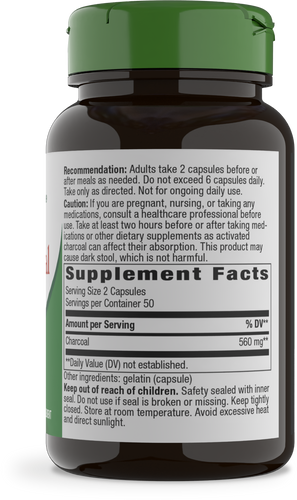 Nature's Way® | Activated Charcoal - right side of pack Sku:2070