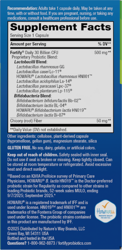 Nature's Way® | Fortify 30 Billion Daily Probiotic - right side of pack Sku:10294