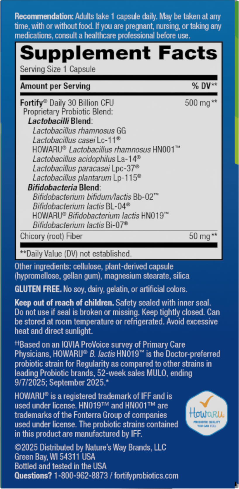 <{%MAIN7_10294%}>Nature's Way® | Fortify 30 Billion Daily Probiotic - right side of pack