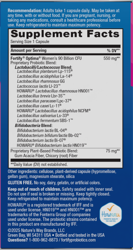 Nature's Way® | Fortify Optima Women's Pre+Probiotic - right side of pack Sku:15859