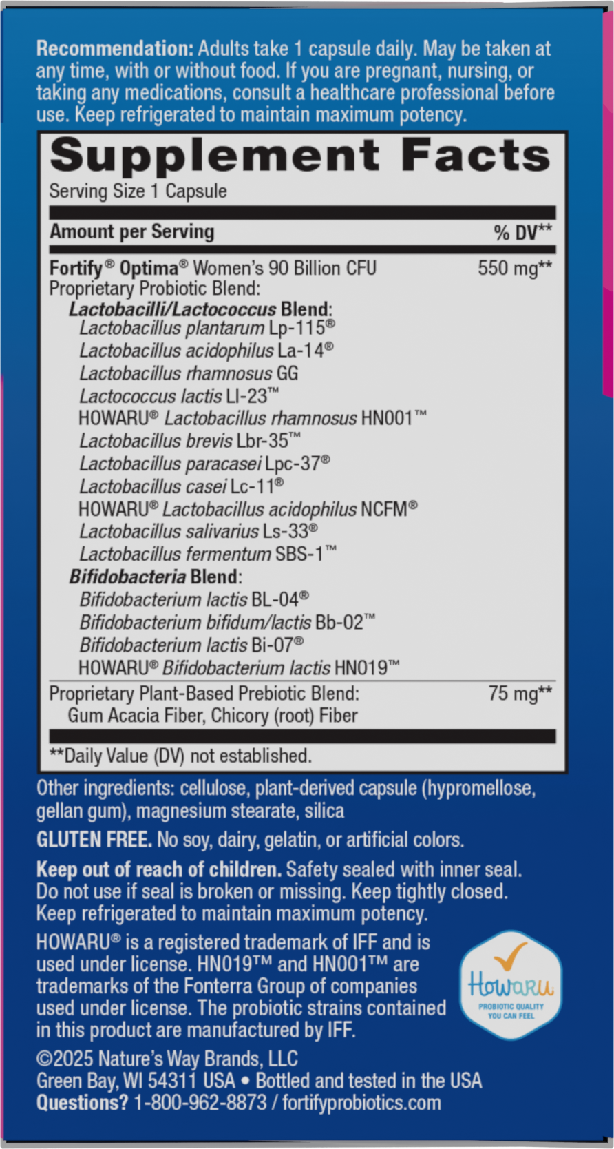 <{%MAIN7_15859%}>Nature's Way® | Fortify Optima Women's Pre+Probiotic - right side of pack