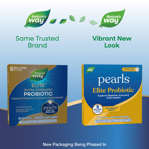 Nature's Way® | Pearls Elite Probiotics - package updates old to new Sku:56435