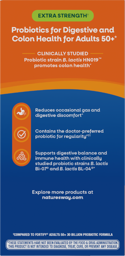 Nature's Way® | Fortify Daily Pre+Probiotic Age 50+ - left side of pack Sku:11582