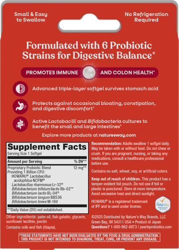 Nature's Way® | Pearls Complete Probiotic - back of pack Sku:04369