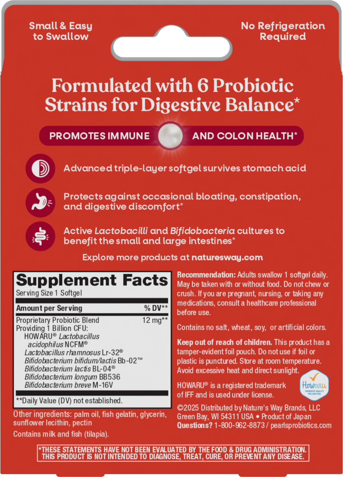 <{%MAIN7_04363%}>Nature's Way® | Pearls Complete Probiotic - back of pack