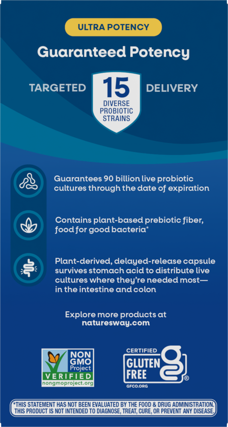 <{%MAIN8_15785%}>Nature's Way® | Fortify Optima Pre+Probiotic Age 50+ 90 Billion - back of pack