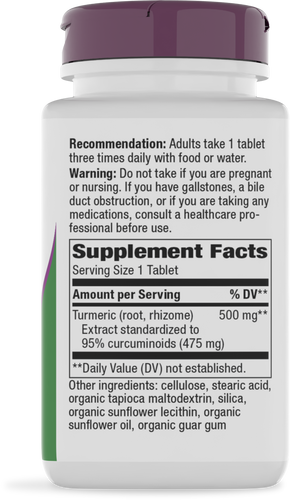 Nature's Way® | Turmeric - right side of pack Sku:63100