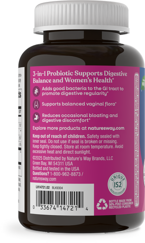 Nature's Way® | Pearls Probiotic Women's Gummy 3-in-1  - left side of pack Sku:14721