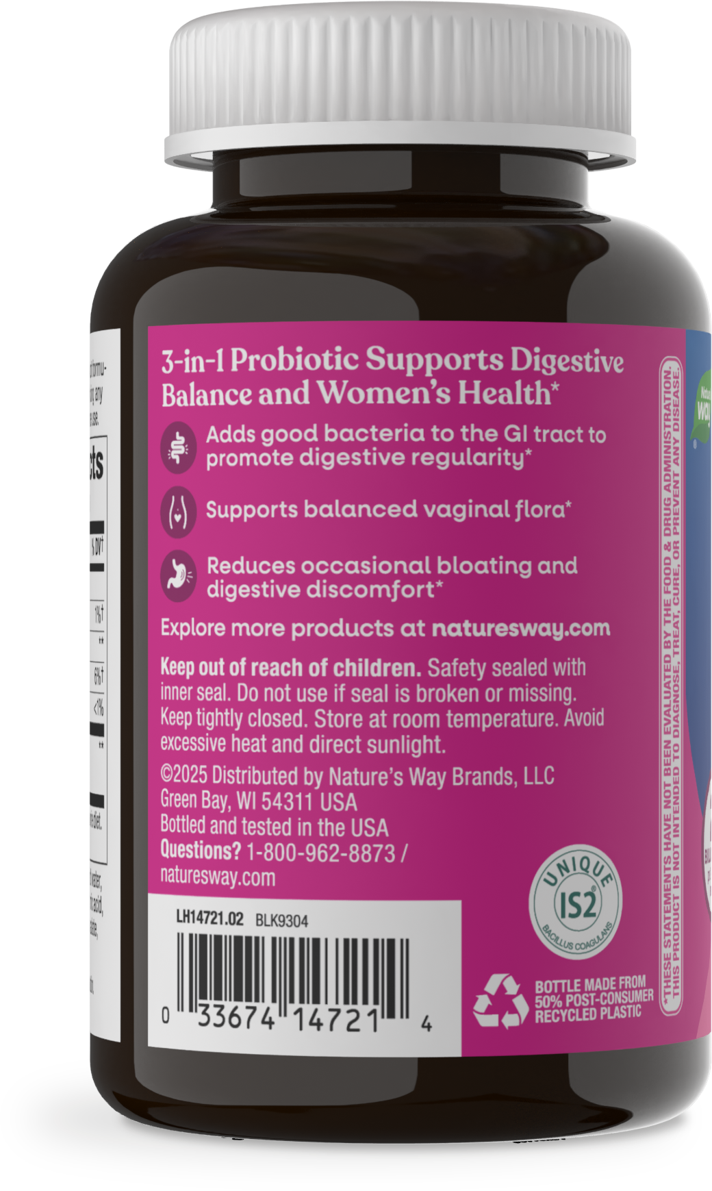 <{%MAIN8_14721%}>Nature's Way® | Pearls Probiotic Women's Gummy 3-in-1  - left side of pack