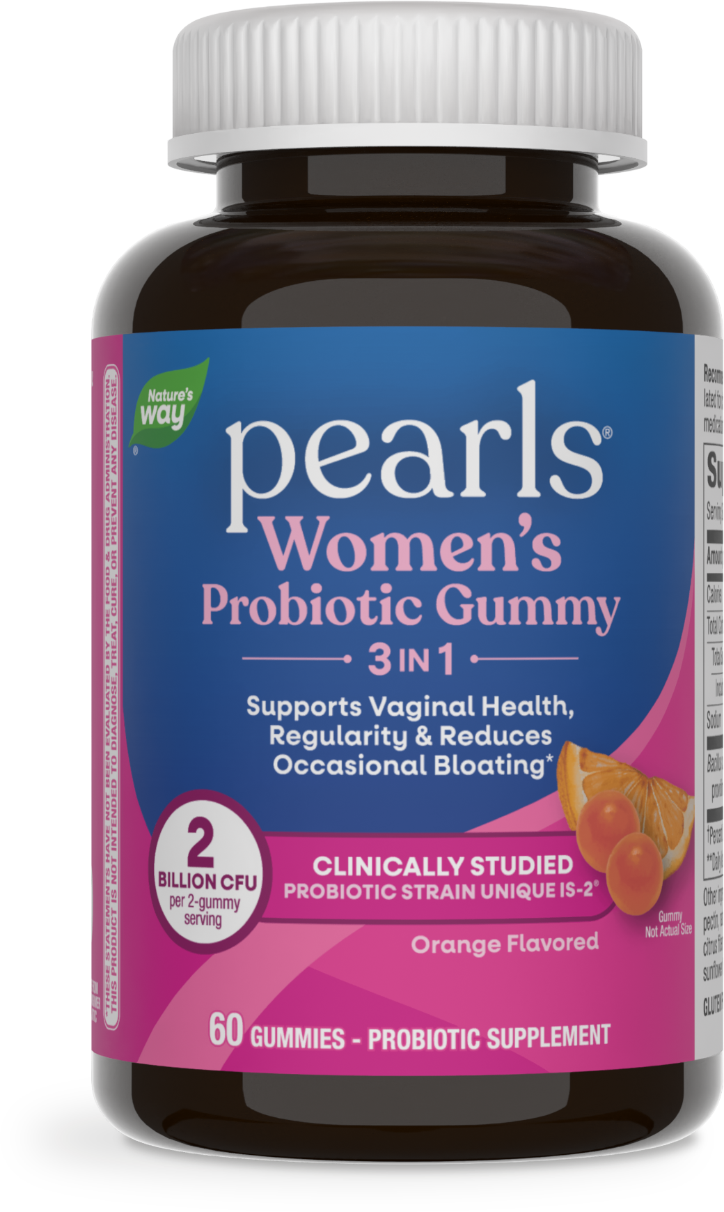 <{%PRIMARY_14721%}>Nature's Way® | Pearls Probiotic Women's Gummy 3-in-1 , 60 gummies, Orange