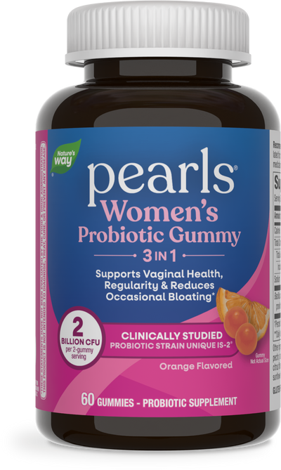 <{%PRIMARY_14721%}>Nature's Way® | Pearls Probiotic Women's Gummy 3-in-1 , 60 gummies, Orange