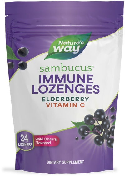 <{%PRIMARY_12709E%}>Nature's Way® | Sambucus Vitamin C Lozenges, 24 lozenges, Wild Cherry