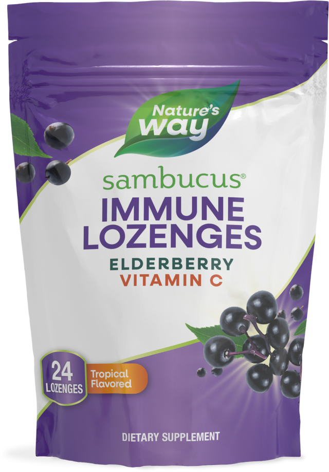 <{%PRIMARY_12963%}>Nature's Way® | Sambucus Vitamin C Lozenges, 24 lozenges, Tropical