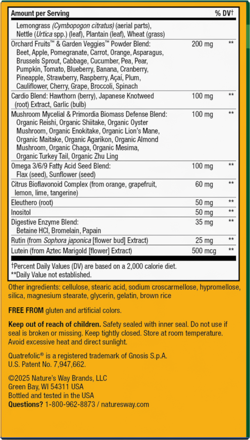 <{%MAIN18_14931%}>Nature's Way® | Alive! Max3 Potency Adult Complete Multivitamin-No Added Iron - back of pack