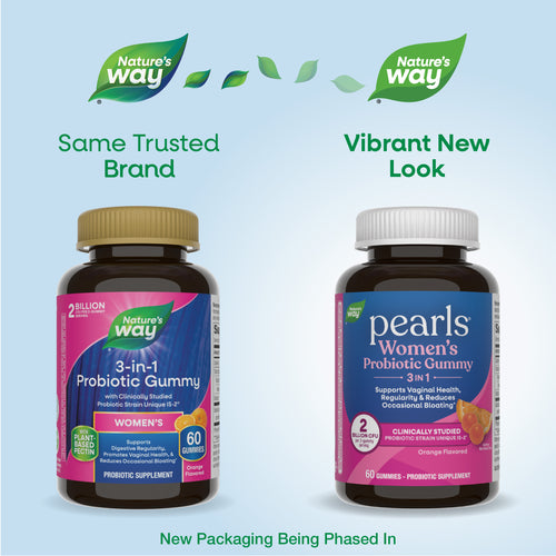 Nature's Way® | Pearls Probiotic Women's Gummy 3-in-1  - package updates old to new Sku:14721
