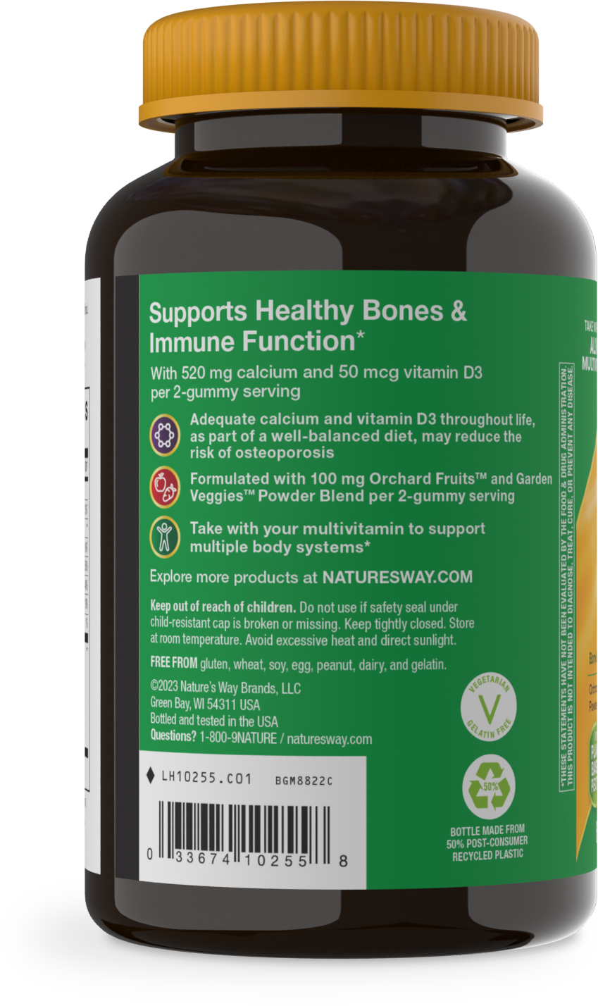 <{%MAIN9_10255%}>Nature's Way® | Alive! Calcium & Vitamin D3 Gummies - left side of pack