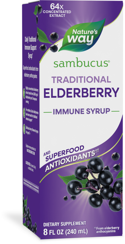 <{%PRIMARY_15332%}>Nature's Way® | Sambucus Traditional Elderberry Immune Syrup, 8 fl oz (240 ml), Elderberry