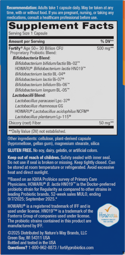 Nature's Way® | Fortify Daily Pre+Probiotic Adults 50+ - right side of pack Sku:10293