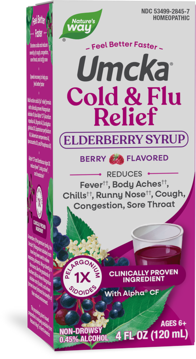 <{%PRIMARY_15845%}>Nature's Way® | Umcka Cold & Flu Elderberry Syrup, 4 fl oz (120 ml), Berry