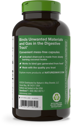 Nature's Way® | Activated Charcoal - left side of pack Sku:11950