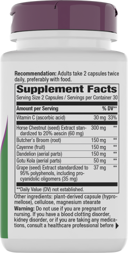 Nature's Way® | Leg Veins Premium Blend - right side of pack Sku:79270