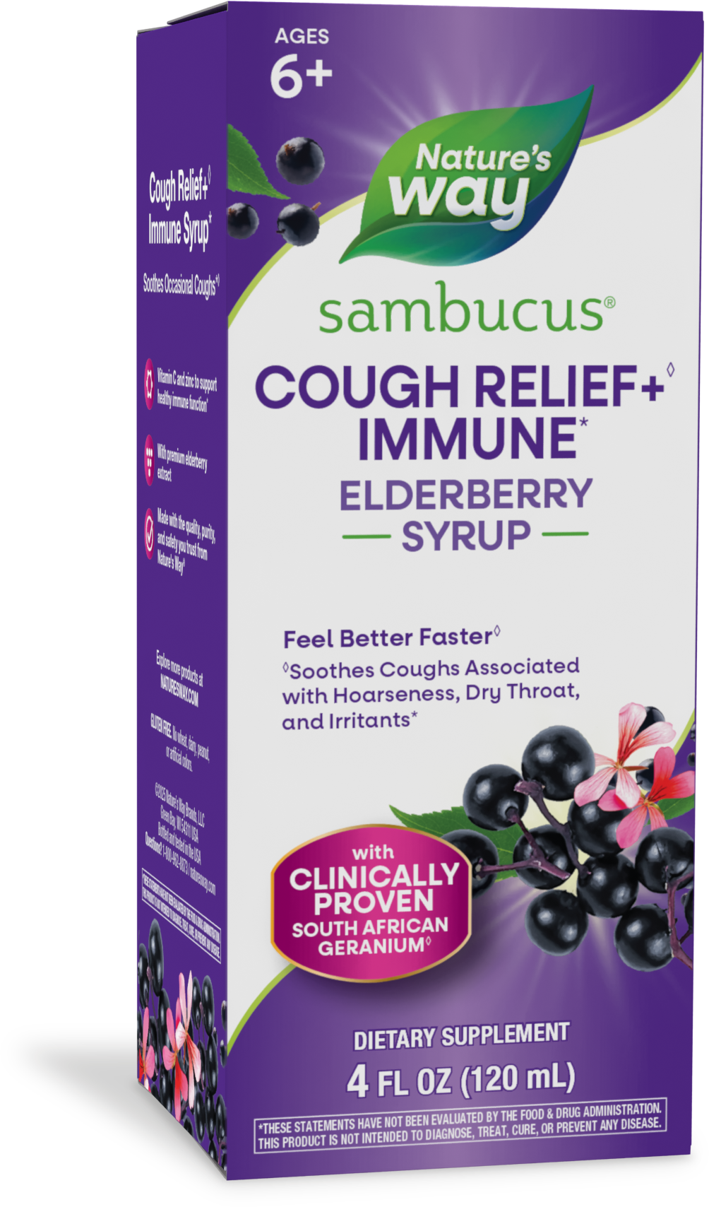 <{%PRIMARY_13673%}>Nature's Way® | Sambucus Cough Relief♢ + Immune* Elderberry Syrup, 4 fl oz (120 ml)