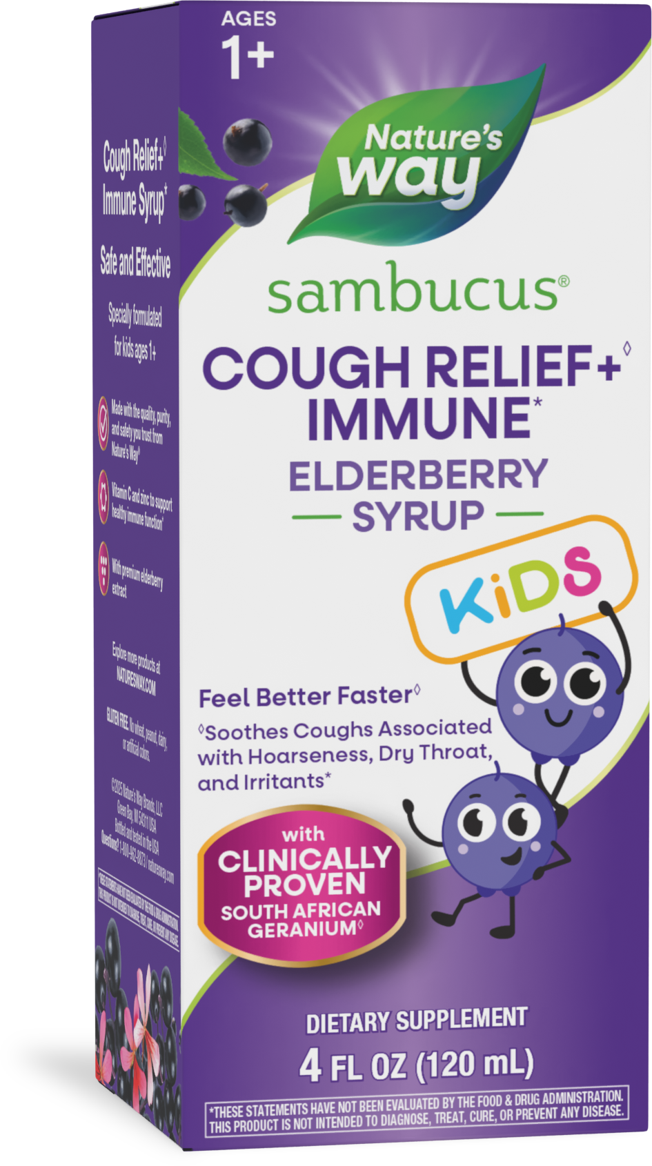 <{%PRIMARY_13671%}>Nature's Way® | Sambucus Kids Cough Relief♢ + Immune* Elderberry Syrup, 4 fl oz (120 ml)